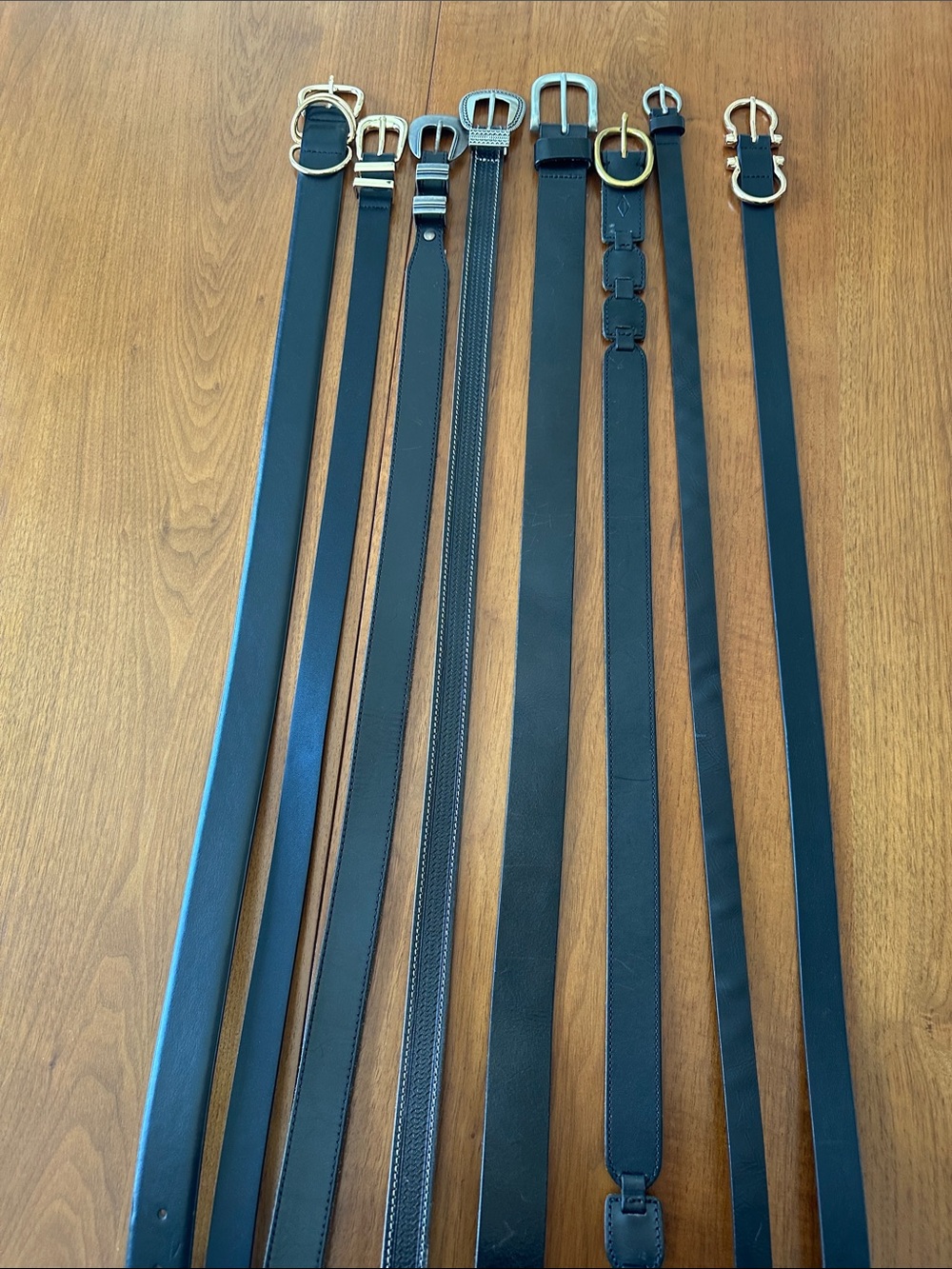 Assorted Mixed Lot of Black Leather Belts with Mixed Hardware